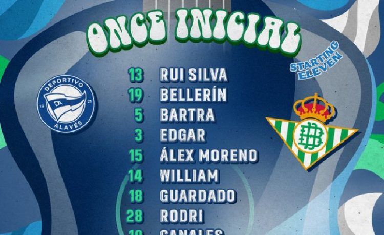 El once inicial del Betis frente al Alavés El once inicial del Betis frente al Alavés