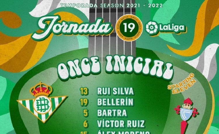 Once inicial del Real Betis contra el Celta de Vigo Once inicial del Real Betis contra el Celta de Vigo